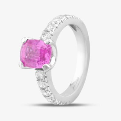 Pre-Owned 14ct White Gold Pink Sapphire & Brilliant Cut Diamond Dress Ring 43361020