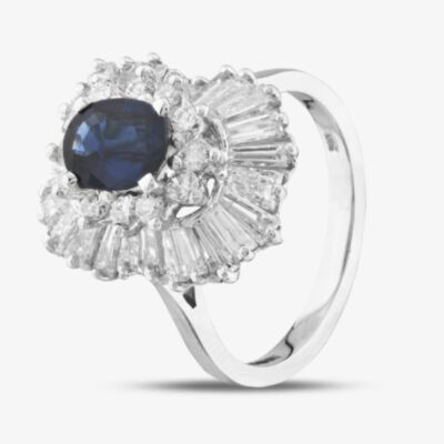 Pre-Owned 9ct White Gold Sapphire & Diamond Ballerina Cluster Ring 43361054