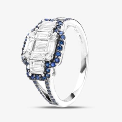 Pre-Owned 18ct White Gold Sapphire & Diamond Fancy Dress Ring 43361089