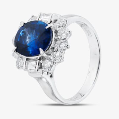 Pre-Owned Platinum 2.90ct Sapphire & 2.90ct Diamond Cluster Ring 43361203