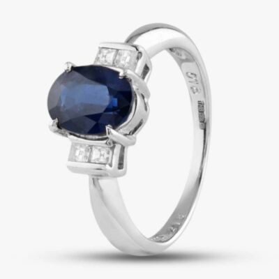 Pre-Owned Platinum 2.18ct Sapphire & 0.18ct Princess Cut Diamond Five Stone Ring 433615628