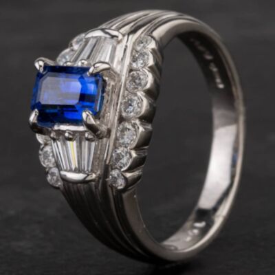 Pre-Owned Platinum 1.05ct Sapphire & 0.31ct Diamond Dress Ring 4336198