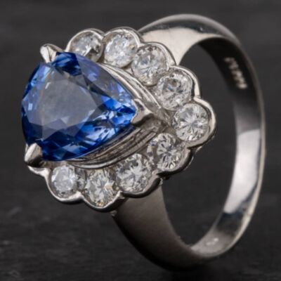 Pre-Owned Platinum 3.49ct Sapphire & 1.13ct Diamond Cluster Ring 4336234