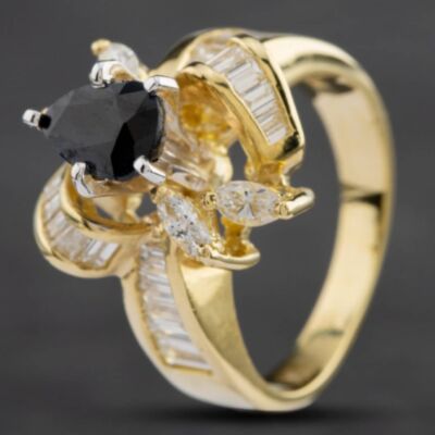 Pre-Owned 18ct Yellow Gold Sapphire & Diamond Abstract Cluster Ring 4336299