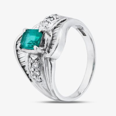 Pre-Owned Platinum 1.12ct Emerald & 0.75ct Diamond Fancy Cluster Ring 43371077