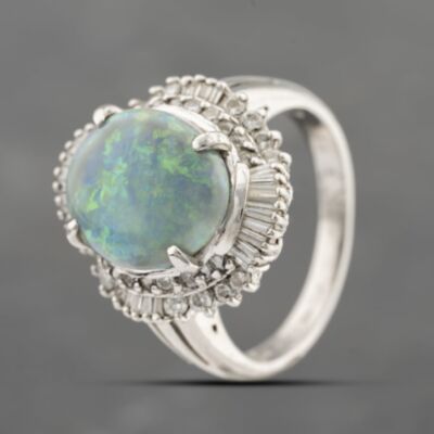 Pre-Owned Platinum 3.44ct Opal & 0.72ct Diamond Oval Cluster Ring 43381031