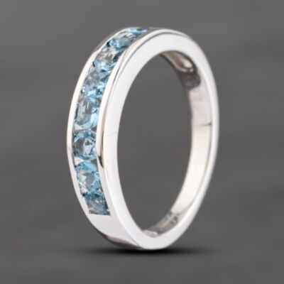 Pre-Owned 18ct White Gold 0.65ct Aquamarine Channel Set Half Eternity Ring 43401018