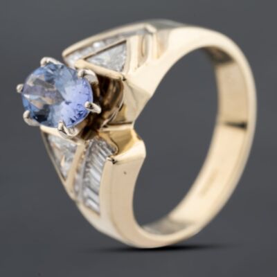 Pre-Owned 14ct Yellow Gold Tanzanite & 0.70ct Diamond Cluster Ring 43411031