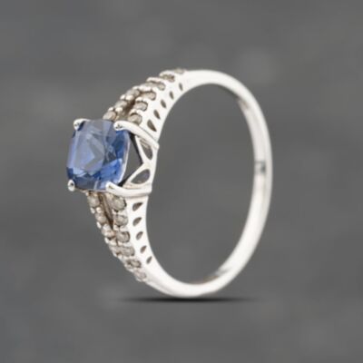 Pre-Owned 9ct White Gold Tanzanite & 0.14ct Brilliant Cut Diamond Cluster Ring 43411033