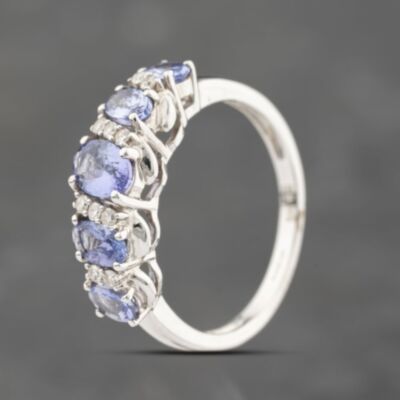 Pre-Owned 9ct White Gold Tanzanite & Diamond Dress Ring 43411034