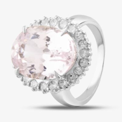 Pre-Owned Platinum 11.57ct Kunzite & 1.02ct Brilliant Cut Diamond Large Oval Cluster Ring 43501002