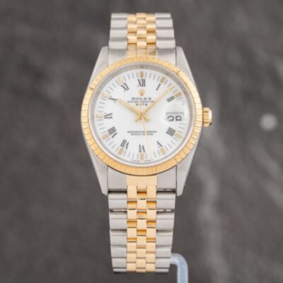 Pre-Owned Rolex Mens Datejust White Dial Two Colour Bracelet Watch 15223