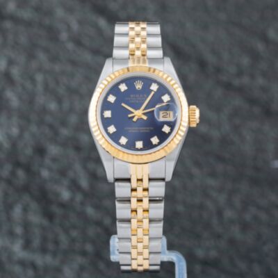 Pre-Owned Rolex Ladies Datejust Blue Dial Bracelet Watch 69173