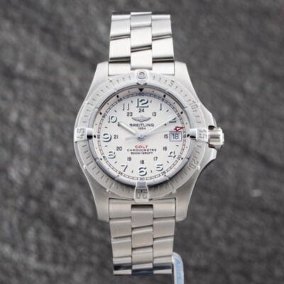 Pre-Owned Breitling Mens Colt White Dial Silver Bracelet Watch A7438010/G598