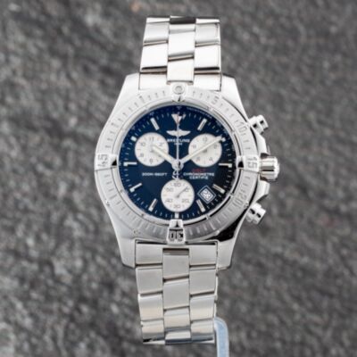 Pre-Owned Breitling Mens Colt Black Dial Silver Bracelet Watch A7338011