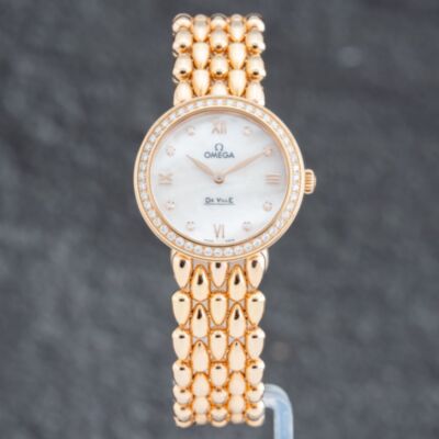 Pre-Owned OMEGA Ladies De Ville Prestige 18ct Rose Gold Bracelet Watch 42455276055004