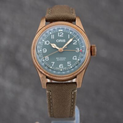 Pre-Owned Oris Mens Big Crown Pointer Date 80th Anniversary Edition Brown Leather Strap Watch 01 754 7741 3167-07 5 20 58BR