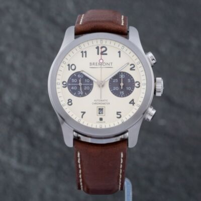 Pre-Owned Bremont Mens Alt1-C Cream Dial Leather Strap Watch ALT1-C/WH-BK