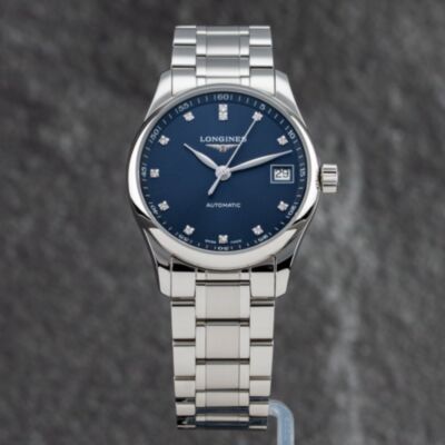 Pre-Owned Longines Ladies Master Collection Blue Dial Silver Bracelet Watch L23574976