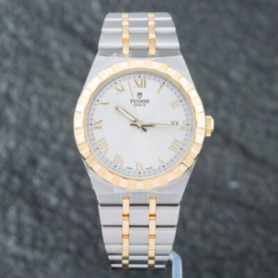 Pre-Owned Tudor Mens Royal Two Colour Silver Bracelet Watch M28503-0001