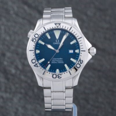 Pre-Owned OMEGA Mens Seamaster Blue Dial Bracelet Watch 2265.80.00