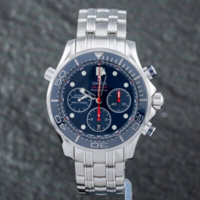 Pre-Owned OMEGA Mens Seamaster Diver Chronograph Blue Dial Bracelet Watch 212.30.44.50.03.001