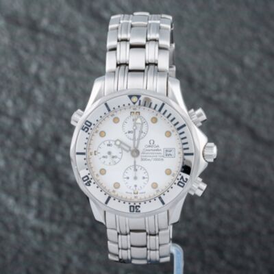 Pre-Owned OMEGA Mens Seamaster Chronograph White Dial Bracelet Watch 2598.20.00