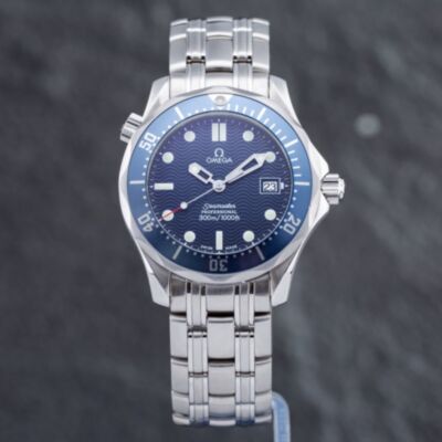 Pre-Owned OMEGA Mens Seamaster Blue Dial Silver Bracelet Watch 25618000