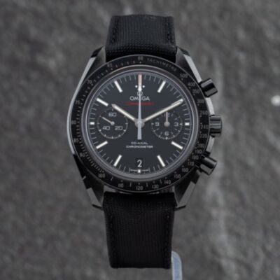 Pre-Owned OMEGA Mens Dark Side Of The Moon Black Fabric Strap Watch O31192445101007