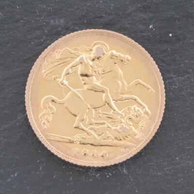 Pre-Owned 22ct Yellow Gold 1914 George V Half Sovereign Coin 47011141