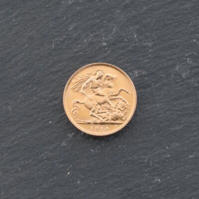 Pre-Owned 22ct Yellow Gold 1914 King George V Half Sovereign Coin 47011174
