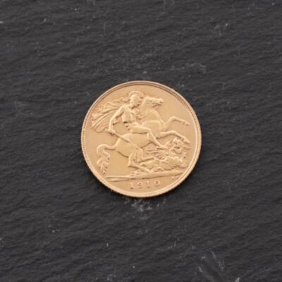 Pre-Owned 22ct Yellow Gold 1910 King Edward VII Half Sovereign Coin 47011183
