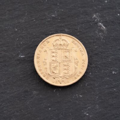 Pre-Owned 22ct Yellow Gold 1892 Queen Victoria Shield Back Half Sovereign Coin 47011199
