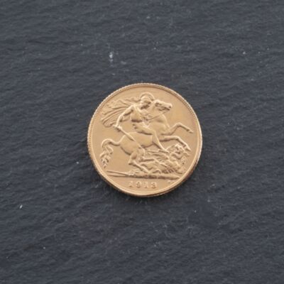 Pre-Owned 22ct Yellow Gold 1913 King George Half Sovereign Coin 47011226