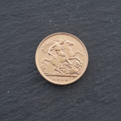 Pre-Owned 22ct Yellow Gold 1906 King Edward Half Sovereign Coin 47011228