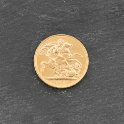 Pre-Owned 22ct Yellow Gold 1958 Queen Elizabeth II Full Sovereign Coin 47021194