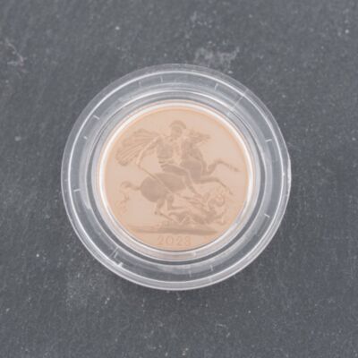 Pre-Owned 22ct Yellow Gold 2023 King Charles Full Sovereign Boxed Coin 47021287