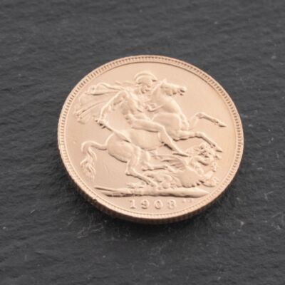Pre-Owned 22ct Yellow Gold 1908 King Edward Full Sovereign Coin 47021294