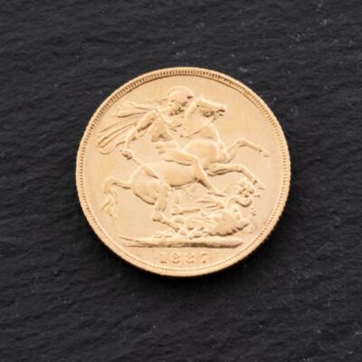 Pre-Owned Yellow Gold Victoria 1887 Full Sovereign Coin 47021300