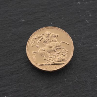 Pre-Owned 22ct Yellow Gold King George V 1914 Full Sovereign Coin 47021317