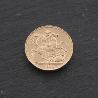 Pre-Owned 22ct Yellow Gold Queen Victoria 1891 Full Sovereign Coin 47021319