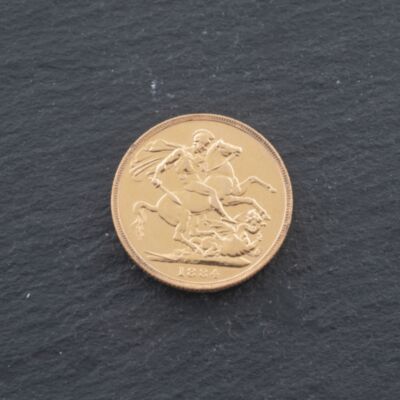 Pre-Owned 22ct Yellow Gold 1884 Young Queen Victoria Full Sovereign Coin 47021322