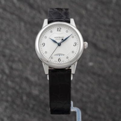 Pre-Owned Montblanc Ladies Boheme White Dial Leather Strap Watch 111055