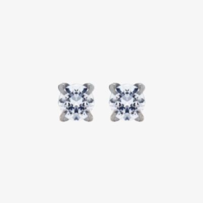 9ct White Gold 3mm Round Cubic Zirconia Stud Earrings 5-58-6329