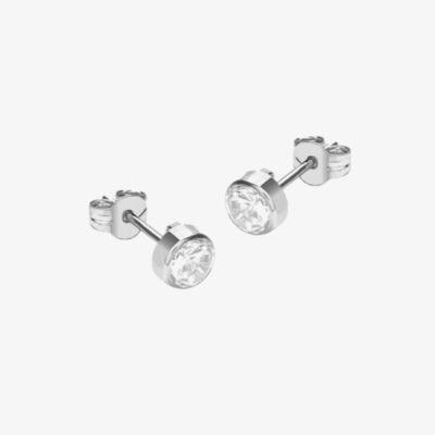9ct White Gold 5.2mm Round Crystal Stud Earrings 5.57.7559