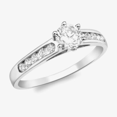9ct White Gold Shoulder-Set Crystal Solitaire Ring 5.84.4881