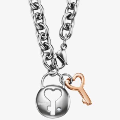 Gold Plated Stainless Steel Lock and Key Necklet ESNL11854A420