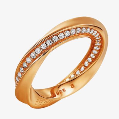 Rose Gold Plated Silver Cubic Zirconia Twisted Ring ELRG91962C180