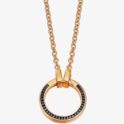 Esprit Rose Gold Plated Silver Black Cubic Zirconia Ring Pendant ELNL92249D800