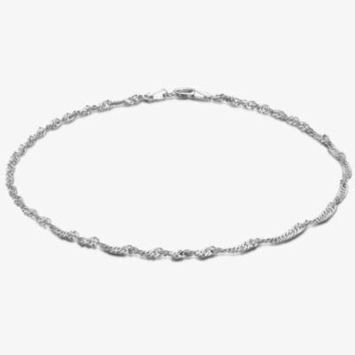 Sterling Silver 23cm Twisted Curb Chain Anklet 8.23.0474